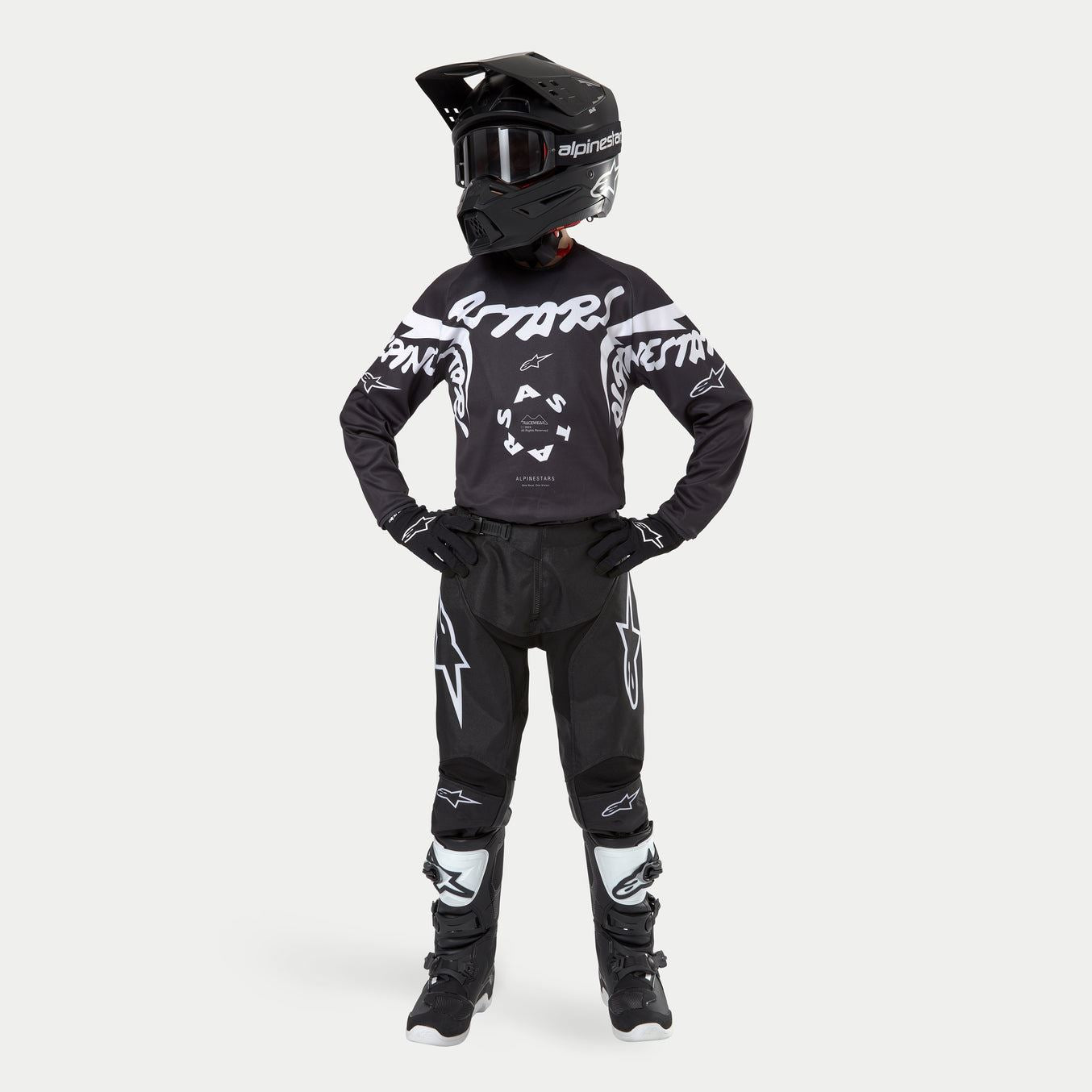 Alpinestars 2024 Racer Hana Youth Motocross Combo Kit Black White